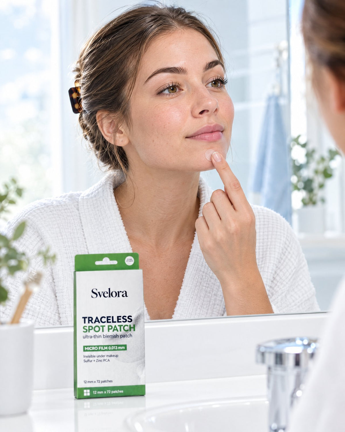 Patch on clean skin.